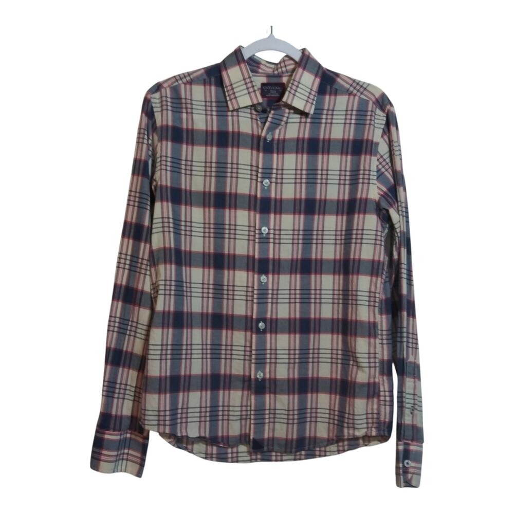 UnTUCKit Plaid Slim Fit Button Up Men's Shirt - Blue and Red Size Small